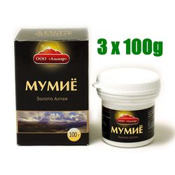 SALE! 3x100g Premium Quality Pure Natural Shilajit Resin Altai Gold Humic & Fulvic Acid Mumijo Mumiyo Mountains Siberia