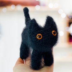 Crochet black cat plush Amigurumi black cat stuffed animal Amigurumi toy