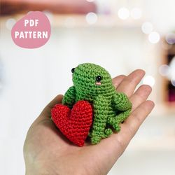 Frog and heart crochet pattern pdf DIY valentines gifts I love you crochet tutorial Amigurumi animals Crochet toy