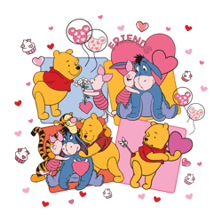 cute piglet pooh friends valentines day svg