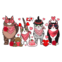 cute cats family valentines day png