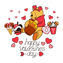 happy valentines day pooh and snack svg