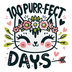 100 purrfect days of school floral cat svg