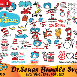 55 dr seuss bundle cat in the hat svg