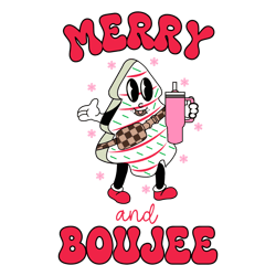 merry and boujee xmas tree cake svg