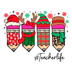 funny christmas pencils teacher life svg