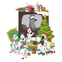101 dalmatians watching tv christmas light png