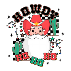 retro howdy ho ho ho christmas lights png