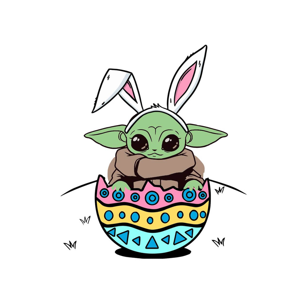 Baby Yoda Easter Egg - Easter Bunny Colored Eggs Gifts Happy Easter Day SVG Easter Basket Easter Eggs Hunt.jpg