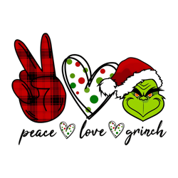 Retro Peace Love Grinch Christmas PNG Sublimation File