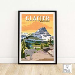 glacier national park poster print art | glacier national park wall art | glacier national park poster | canada print |
