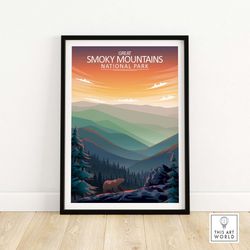 great smoky mountains print | national park poster | wall art | the smokies gift idea