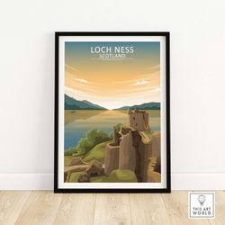 loch ness wall art | scotland print | scottish highlands travel poster | loch ness unframed artwork | gift idea