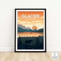 glacier print | national park poster | montana art print | unframed wall art gift idea