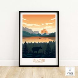 glacier national park poster | art print | wall art | travel poster | home decor gift