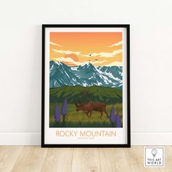 rocky mountain national park poster | art print | wall art | travel poster | home decor gift