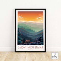smoky mountains wall art | national park poster | wall art | travel poster | home decor gift