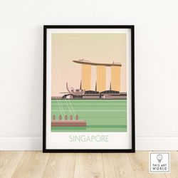 singapore print | asian travel poster | wall art | travel poster | unframed artwork | art print gift idea