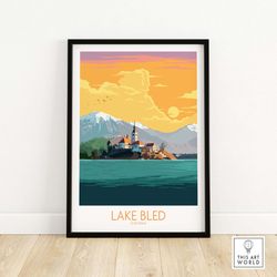 lake bled poster slovenia | wall art print | travel poster | unframed gift