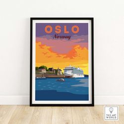 oslo print norway | wall art | vintage art print | unframed artwork | home decor gift idea