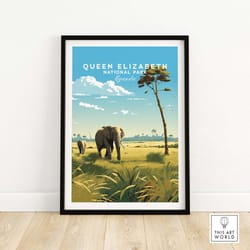 queen elizabeth national park poster | birthday present | wedding anniversary gift idea | wall decor