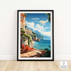 capri italy poster print | travel poster | framed & unframed artwork | birthday present wedding anniversary gift idea