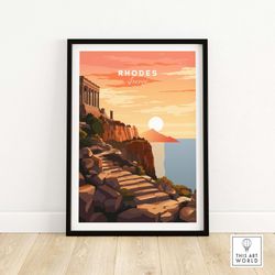 rhodes island greece wall art | travel poster | birthday present | wedding anniversary gift | art print