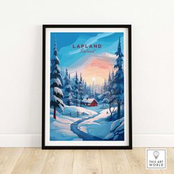 lapland poster print | finland travel poster | birthday present | wedding anniversary gift | art print
