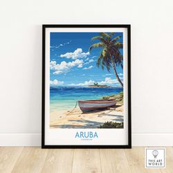 aruba travel poster | travel poster art | home dcor artwork | birthday present | wedding anniversary gift