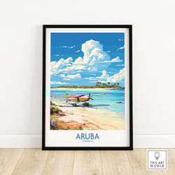 aruba wall art | travel poster art | home dcor artwork | birthday present | wedding anniversary gift