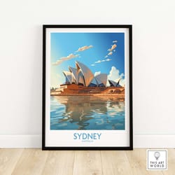 sydney print | travel poster art | home dcor artwork | birthday present | wedding anniversary gift