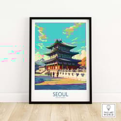 seoul wall art | travel poster art | home dcor artwork | birthday present | wedding anniversary gift