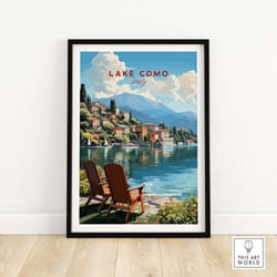 lake como print | travel poster art | home dcor artwork | birthday present | wedding anniversary gift