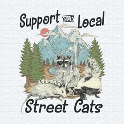 support your local street cat racoon meme png