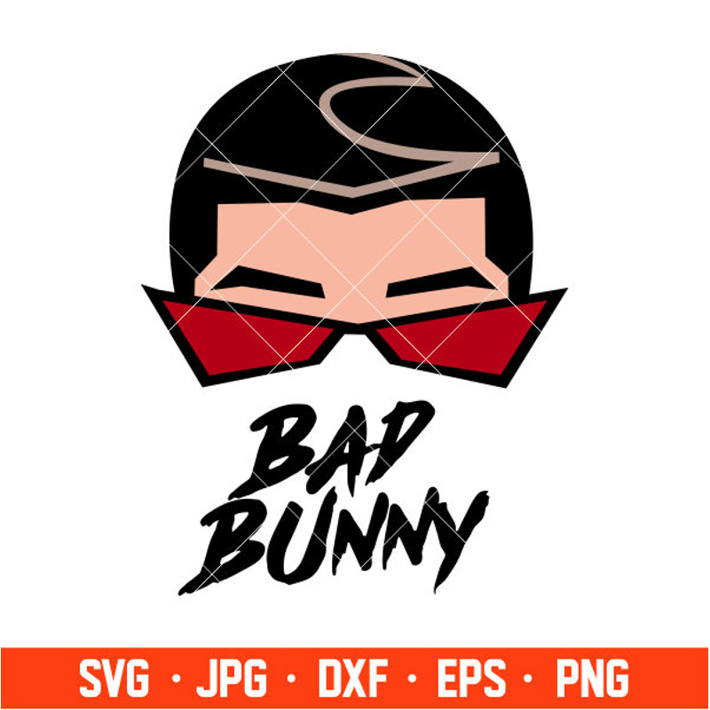 Bad Bunny Face Hearts Svg, Bad Bunny Svg, Valentines Day Svg, Baby Benito Svg, Cricut, Silhouette Vector Cut File 2.jpg