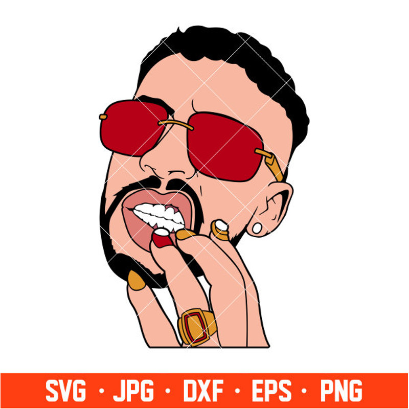 Bad Bunny Face Hearts Svg, Bad Bunny Svg, Valentines Day Svg, Baby Benito Svg, Cricut, Silhouette Vector Cut File 3.jpg