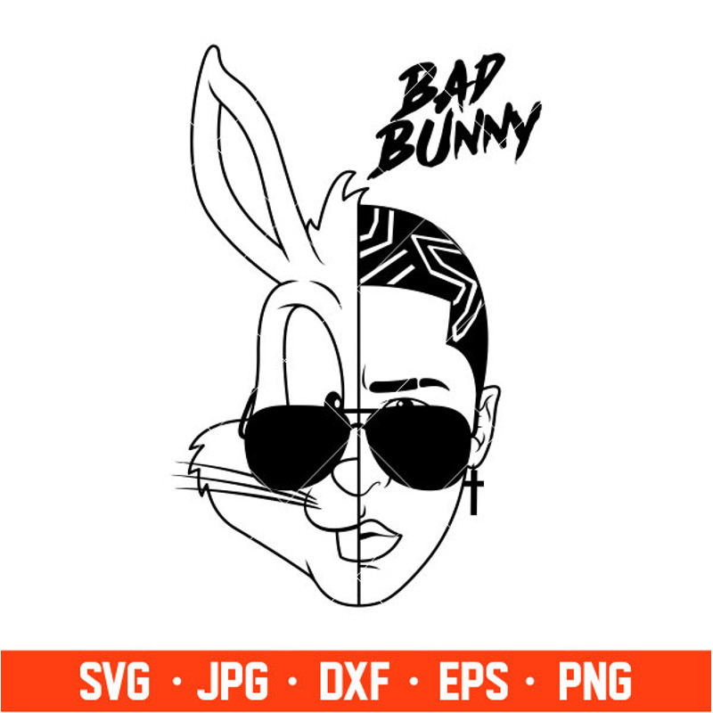 Bad Bunny Face Hearts Svg, Bad Bunny Svg, Valentines Day Svg, Baby Benito Svg, Cricut, Silhouette Vector Cut File 4.jpg