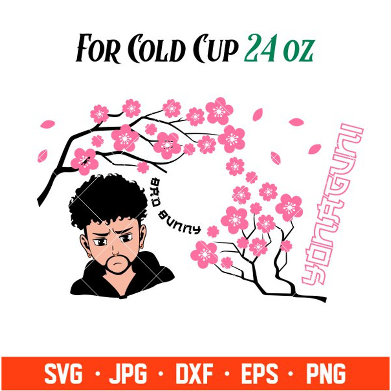 Bad Bunny Yonaguni Full Wrap Svg, Starbucks Svg, Coffee Ring Svg, Cold Cup Svg, Cricut, Silhouette Vector Cut File 1.jpg