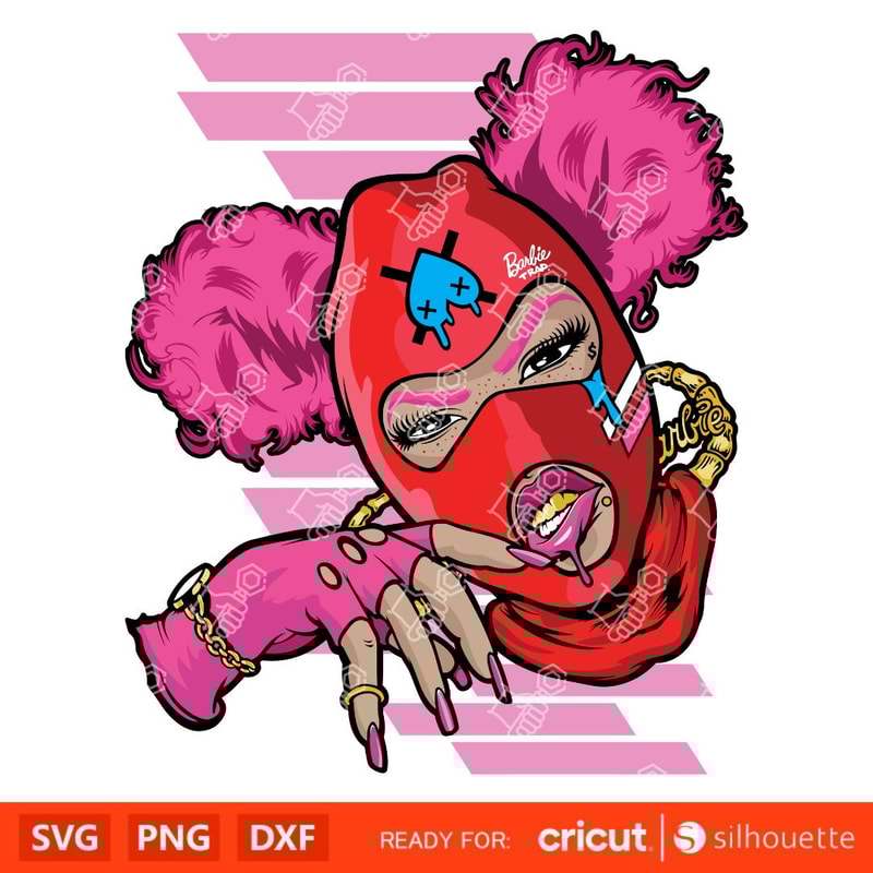 Barbie in the bando, Pink Doll Svg, Layered SVG files.jpg