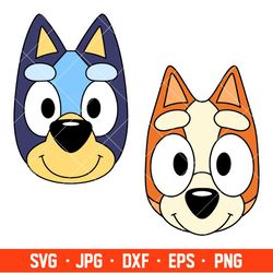 bluey bingo faces bundle svg, birthday invitation svg, bluey the dog svg, bluey and bingo svg