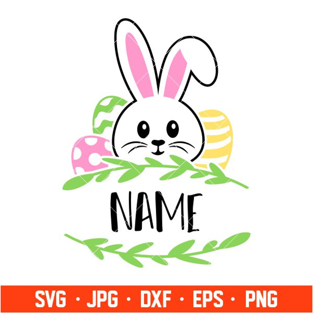 Bunny Boy Name Frame Svg, Happy Easter Svg, Easter egg Svg, Spring Svg, Cricut, Silhouette Vector Cut File.jpg