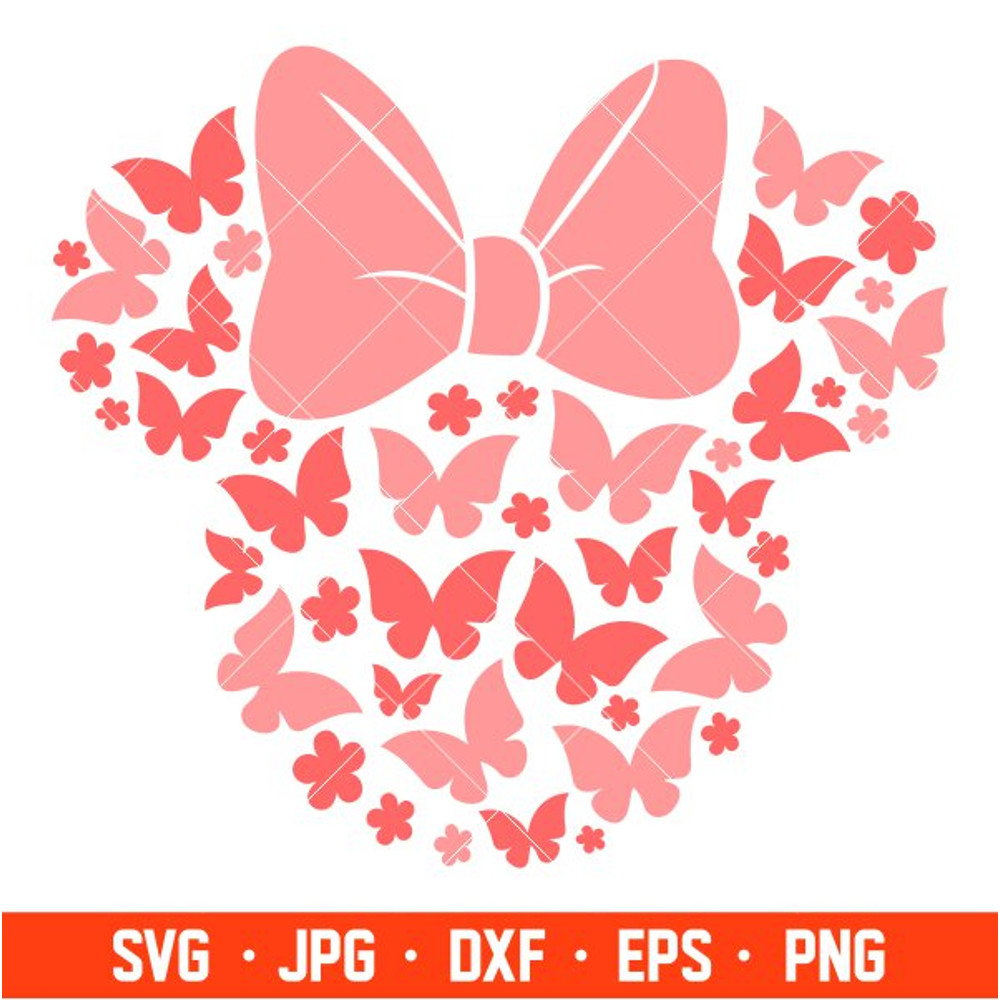 Butterflies Bow Minnie Svg, Butterfly Svg, Spring Svg, Disney Svg, Cricut, Silhouette Vector Cut File.jpg