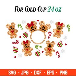 christmas gingerbread mickey   minnie full wrap svg, starbucks svg, coffee ring svg, cold cup svg , silhouette