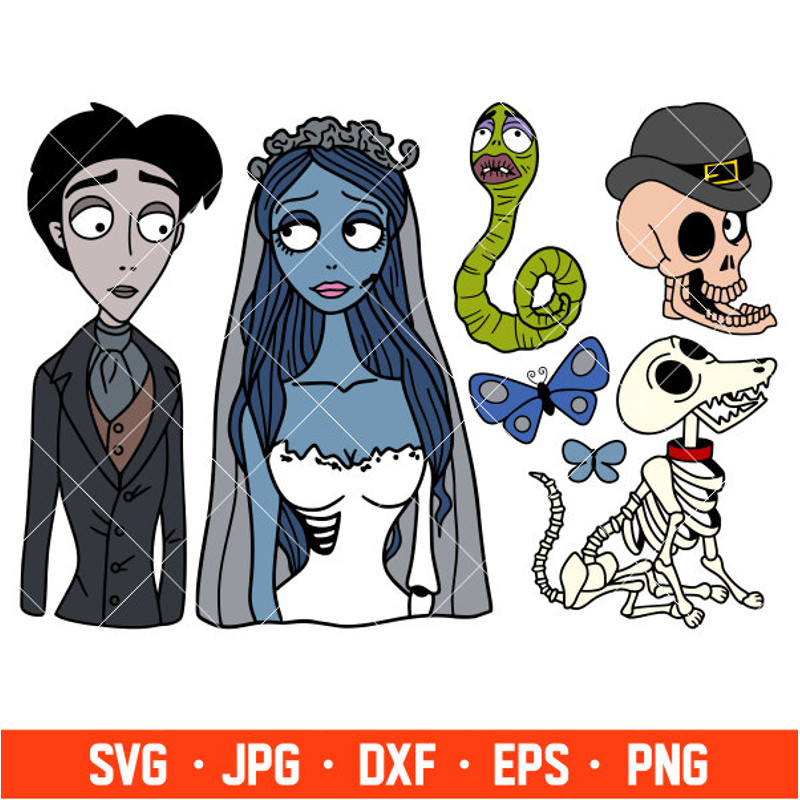 Corpse Bride Bundle Svg, Halloween Svg, Spooky Season Svg, Trick or Treat Svg, Cricut, Silhouette Vector Cut File.jpg