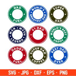 dad coffee borders bundle svg, starbucks svg, coffee ring svg, cold cup svg