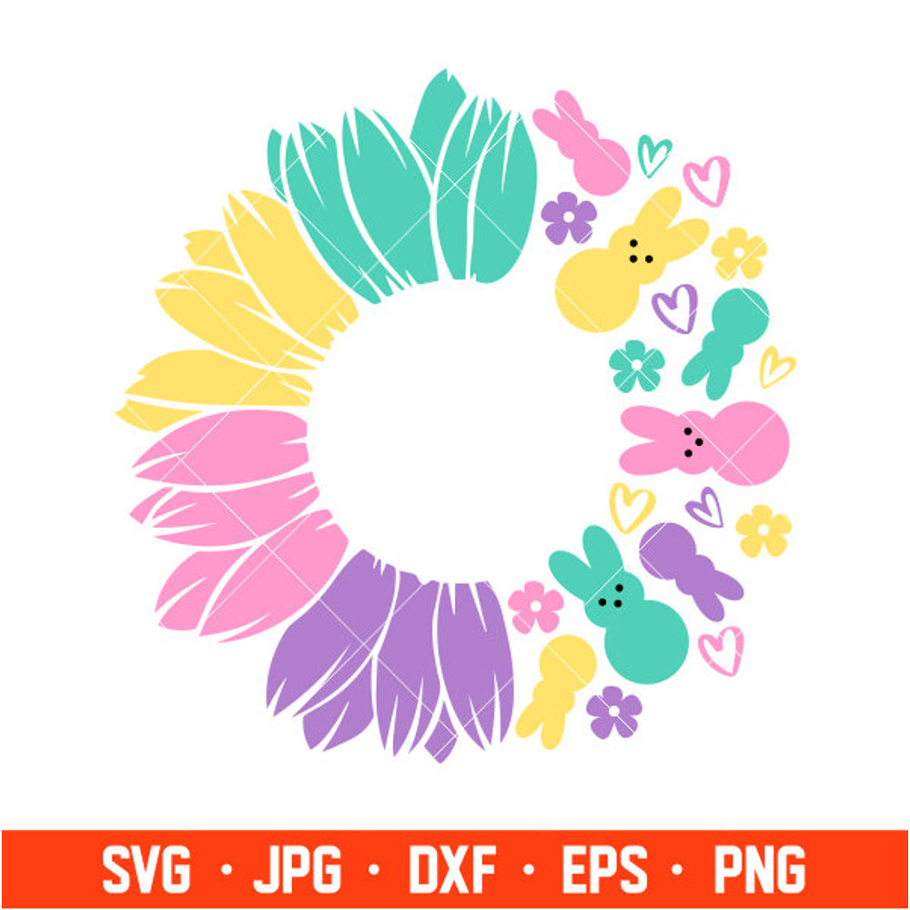 Easter Bunny Sunflower Svg, Easter Svg, Happy Easter Svg, Starbucks Svg, Cricut, Silhouette Vector Cut File.jpg