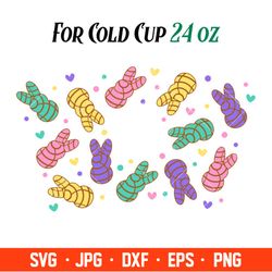 easter peeps conchas full wrap svg, starbucks svg, coffee ring svg, cold cup svg