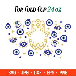 evil eye full wrap svg, starbucks svg, coffee ring svg, cold cup svg