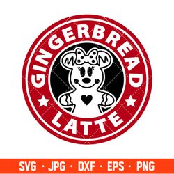 gingerbread latte minnie mouse svg, starbucks svg, coffee ring svg, cold cup svg