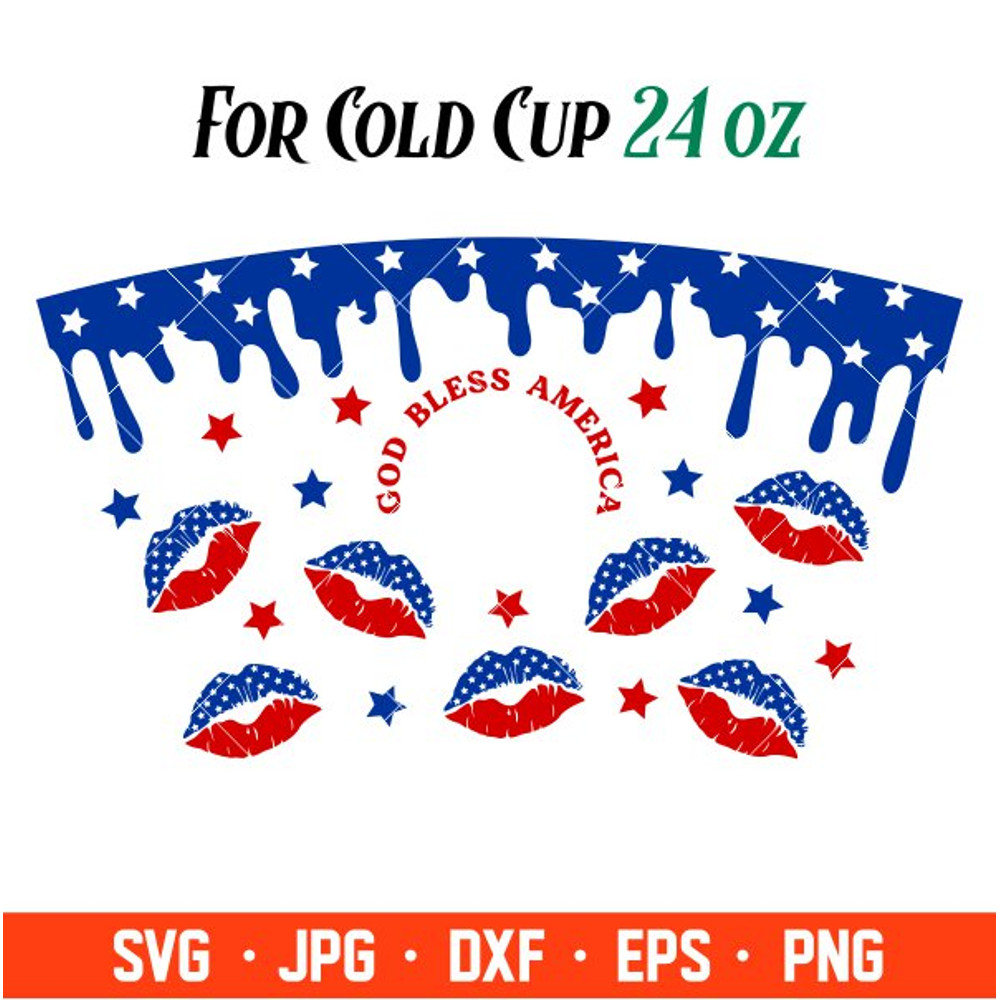 God Bless America Full Wrap Svg, Starbucks Svg, Coffee Ring Svg, Cold Cup Svg, Cricut, Silhouette Vector Cut File.jpg